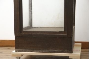 和製アンティーク　落ち着いた佇まいが魅力的な縦型ガラスケース(Gケース、ショーケース、ディスプレイケース、コレクションケース、キャビネット、飾り棚、陳列棚、店舗什器)(R-078747)