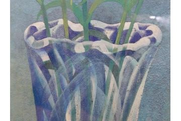 真作　小栗潮　「カーネション」　日本画　10号　絵画(カーネーション、共シール、額装、花、落款印、肉筆)(R-078754)