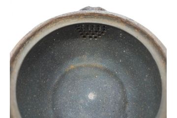 小西陶古　備前焼　霊芝摘み　蓋の取っ手の細かい装飾が印象的な宝瓶(茶道具、茶器、湯冷まし、煎茶道具、急須、和食器、共箱付き、裏印)(R-078756)