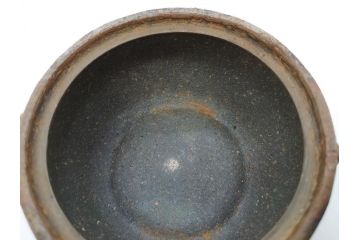 小西陶古　備前焼　霊芝摘み　蓋の取っ手の細かい装飾が印象的な宝瓶(茶道具、茶器、湯冷まし、煎茶道具、急須、和食器、共箱付き、裏印)(R-078756)