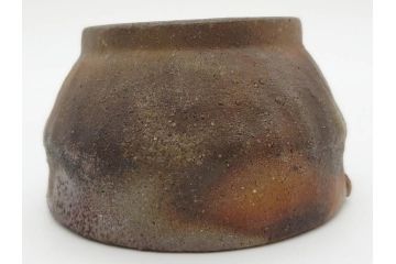 小西陶古　備前焼　霊芝摘み　蓋の取っ手の細かい装飾が印象的な宝瓶(茶道具、茶器、湯冷まし、煎茶道具、急須、和食器、共箱付き、裏印)(R-078756)