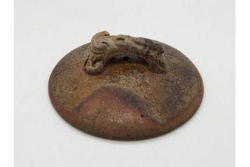 小西陶古　備前焼　霊芝摘み　蓋の取っ手の細かい装飾が印象的な宝瓶(茶道具、茶器、湯冷まし、煎茶道具、急須、和食器、共箱付き、裏印)(R-078756)
