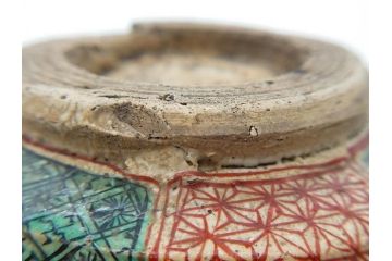 江戸〜明治期　時代物　赤絵　犬山焼　花文　約16cm　5.2寸　鮮やかな朱色が印象的な鉢(皿、茶碗、和食器、和皿、深皿、5寸2分)(R-078758)