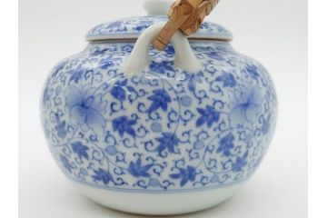 十二代　酒井田柿右衛門　有田焼　染錦　二方龍唐草画　緻密に描かれた模様が見事な土瓶(急須、水差、茶器、茶道具、煎茶道具、和食器、色絵、共箱付き)(R-078759)