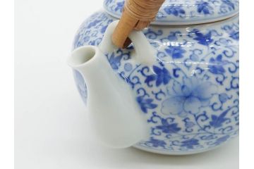 十二代　酒井田柿右衛門　有田焼　染錦　二方龍唐草画　緻密に描かれた模様が見事な土瓶(急須、水差、茶器、茶道具、煎茶道具、和食器、色絵、共箱付き)(R-078759)
