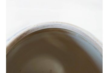 江戸期　古伊万里　染付　蓋付き　緻密に描かれたデザインが見事な水指(水差、雲屯、水器、竹、窓絵、茶器、茶道具、陶器、共箱付き)(R-078764)
