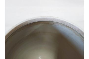 江戸期　古伊万里　染付　蓋付き　緻密に描かれたデザインが見事な水指(水差、雲屯、水器、竹、窓絵、茶器、茶道具、陶器、共箱付き)(R-078764)