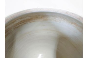 江戸期　古伊万里　染付　蓋付き　緻密に描かれたデザインが見事な水指(水差、雲屯、水器、竹、窓絵、茶器、茶道具、陶器、共箱付き)(R-078764)