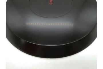塗師小澤造　艶やかな黒漆塗りが美しい桑名盆(かぶら盆)5枚セット(漆器、木製、丸盆、トレー、トレイ、お盆、袋付き、共箱付き)(R-078765)