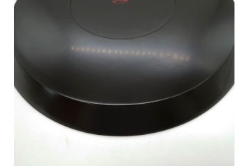 塗師小澤造　艶やかな黒漆塗りが美しい桑名盆(かぶら盆)5枚セット(漆器、木製、丸盆、トレー、トレイ、お盆、袋付き、共箱付き)(R-078765)