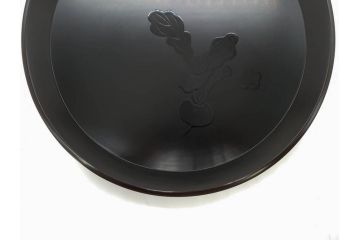 塗師小澤造　艶やかな黒漆塗りが美しい桑名盆(かぶら盆)5枚セット(漆器、木製、丸盆、トレー、トレイ、お盆、袋付き、共箱付き)(R-078765)