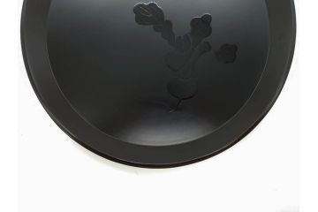 塗師小澤造　艶やかな黒漆塗りが美しい桑名盆(かぶら盆)5枚セット(漆器、木製、丸盆、トレー、トレイ、お盆、袋付き、共箱付き)(R-078765)