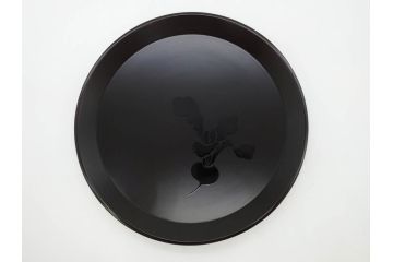 塗師小澤造　艶やかな黒漆塗りが美しい桑名盆(かぶら盆)5枚セット(漆器、木製、丸盆、トレー、トレイ、お盆、袋付き、共箱付き)(R-078765)