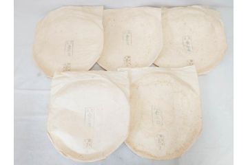 塗師小澤造　艶やかな黒漆塗りが美しい桑名盆(かぶら盆)5枚セット(漆器、木製、丸盆、トレー、トレイ、お盆、袋付き、共箱付き)(R-078765)