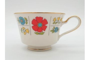ノリタケ　NORITAKE　アイボリーチャイナ　ポップでレトロな花柄が可愛いカップ&ソーサー6客(フラワー、IVORY China、C&S、碗皿、磁器、洋食器、箱付き)(R-078767)