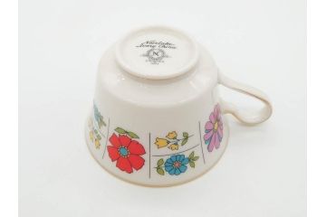 ノリタケ　NORITAKE　アイボリーチャイナ　ポップでレトロな花柄が可愛いカップ&ソーサー6客(フラワー、IVORY China、C&S、碗皿、磁器、洋食器、箱付き)(R-078767)