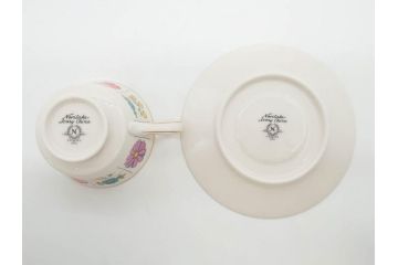 ノリタケ　NORITAKE　アイボリーチャイナ　ポップでレトロな花柄が可愛いカップ&ソーサー6客(フラワー、IVORY China、C&S、碗皿、磁器、洋食器、箱付き)(R-078767)