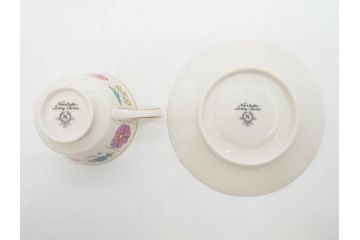 ノリタケ　NORITAKE　アイボリーチャイナ　ポップでレトロな花柄が可愛いカップ&ソーサー6客(フラワー、IVORY China、C&S、碗皿、磁器、洋食器、箱付き)(R-078767)