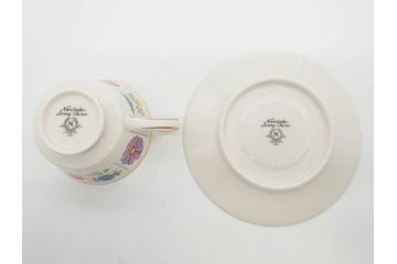 ノリタケ　NORITAKE　アイボリーチャイナ　ポップでレトロな花柄が可愛いカップ&ソーサー6客(フラワー、IVORY China、C&S、碗皿、磁器、洋食器、箱付き)(R-078767)
