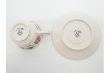 ノリタケ　NORITAKE　アイボリーチャイナ　ポップでレトロな花柄が可愛いカップ&ソーサー6客(フラワー、IVORY China、C&S、碗皿、磁器、洋食器、箱付き)(R-078767)