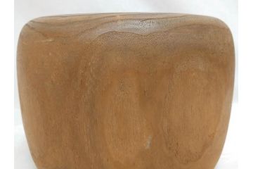 指物師 駒沢利斎　素材を生かした素朴な温かみを感じる桐火桶(丸火鉢、木製火鉢、手あぶり、共箱付き)(R-078770)