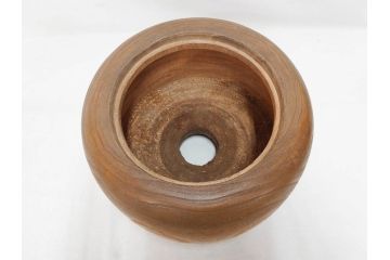 指物師 駒沢利斎　素材を生かした素朴な温かみを感じる桐火桶(丸火鉢、木製火鉢、手あぶり、共箱付き)(R-078770)