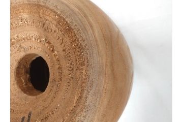 指物師 駒沢利斎　素材を生かした素朴な温かみを感じる桐火桶(丸火鉢、木製火鉢、手あぶり、共箱付き)(R-078770)