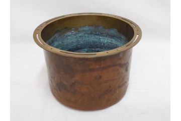指物師 駒沢利斎　素材を生かした素朴な温かみを感じる桐火桶(丸火鉢、木製火鉢、手あぶり、共箱付き)(R-078770)