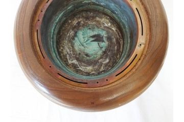指物師 駒沢利斎　木のぬくもりを感じる桐火桶(丸火鉢、木製火鉢、手あぶり、共箱付き)(R-078771)