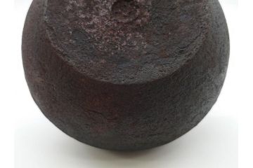 大正期　加藤忠三郎　紫金堂　銀環摘　砲口丸形　時を重ねた趣のある鉄瓶(湯沸、湯瓶、茶道具、茶器、共箱付き)(R-078772)