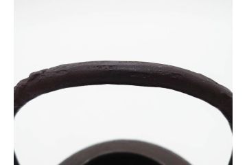 時代物　加藤忠三郎　紫金堂　平丸　年月を経た味わい漂う鉄瓶(湯沸、湯瓶、茶道具、茶器、共箱付き)(R-078773)