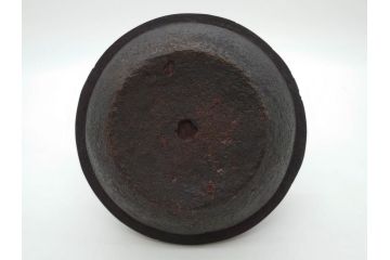 時代物　加藤忠三郎　紫金堂　平丸　年月を経た味わい漂う鉄瓶(湯沸、湯瓶、茶道具、茶器、共箱付き)(R-078773)