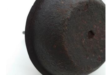 時代物　加藤忠三郎　紫金堂　平丸　年月を経た味わい漂う鉄瓶(湯沸、湯瓶、茶道具、茶器、共箱付き)(R-078773)