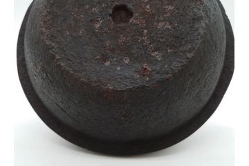 時代物　加藤忠三郎　紫金堂　平丸　年月を経た味わい漂う鉄瓶(湯沸、湯瓶、茶道具、茶器、共箱付き)(R-078773)