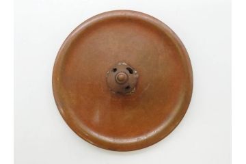 時代物　加藤忠三郎　紫金堂　平丸　年月を経た味わい漂う鉄瓶(湯沸、湯瓶、茶道具、茶器、共箱付き)(R-078773)