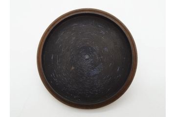 時代物　加藤忠三郎　紫金堂　平丸　年月を経た味わい漂う鉄瓶(湯沸、湯瓶、茶道具、茶器、共箱付き)(R-078773)