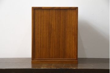 中古　指物家具　漆塗り　総桐材　前板の網代(あじろ)細工がお洒落な小引き出し(小物収納、卓上収納)(定価約15万円)(R-078785)