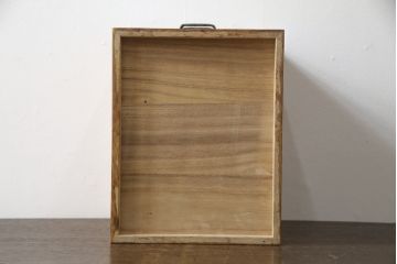 中古　指物家具　漆塗り　総桐材　前板の網代(あじろ)細工がお洒落な小引き出し(小物収納、卓上収納)(定価約15万円)(R-078785)