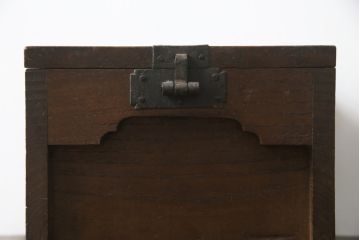 和製アンティーク　総栗材　時代の流れを感じる佇まいが味わい深い銭箱(銭函)(R-078787)