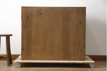 和製アンティーク　前面欅(ケヤキ)材　古い高家の重厚な帳場箪笥(時代箪笥、収納タンス、整理箪笥、引き出し)(R-078790)