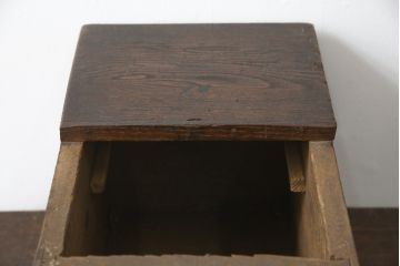 和製アンティーク　栗材　時代の流れを感じる木の風合いが味わい深い銭箱(銭函)(R-078793)