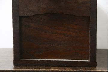 和製アンティーク　栗材　時代の流れを感じる木の風合いが味わい深い銭箱(銭函)(R-078793)