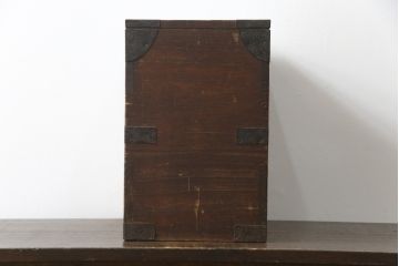 和製アンティーク　総桐材　時代の流れを感じる木の風合いが味わい深い硯箱(筆箱、小引き出し、小物収納、印箱)(R-078794)