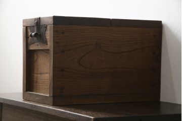 和製アンティーク　欅(ケヤキ)材　時代の流れを感じる木の風合いが味わい深い銭箱(銭函)(R-078795)
