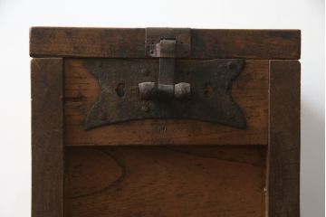 和製アンティーク　欅(ケヤキ)材　時代の流れを感じる木の風合いが味わい深い銭箱(銭函)(R-078795)