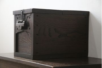 和製アンティーク　栗材　落ち着いた佇まいが魅力的な銭箱(銭函)(R-078796)