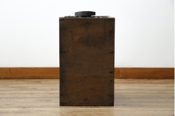 和製アンティーク　欅(ケヤキ)材　使い込まれた風合いが味わい深い銭箱(銭函)(R-078799)