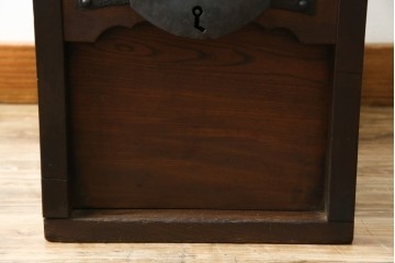 和製アンティーク　欅(ケヤキ)材　使い込まれた風合いが味わい深い銭箱(銭函)(R-078799)