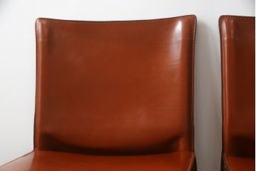 中古　Cassina(カッシーナ)　412　CAB(キャブ)　MARIO BELLINI(マリオベリーニ)　シンプルモダンな空間づくりに活躍するアームレスチェア2脚セット(ダイニングチェア、椅子、イス、バラ売り可能)(定価2脚で約47万5千円)(R-078800)