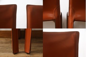 中古　Cassina(カッシーナ)　412　CAB(キャブ)　MARIO BELLINI(マリオベリーニ)　シンプルモダンな空間づくりに活躍するアームレスチェア2脚セット(ダイニングチェア、椅子、イス、バラ売り可能)(定価2脚で約47万5千円)(R-078800)